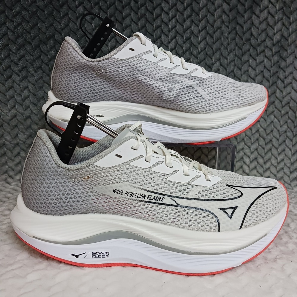 Mizuno Wave Rebellion Flash 2 Men's Walking Running Shoes White Gray Size 8.5